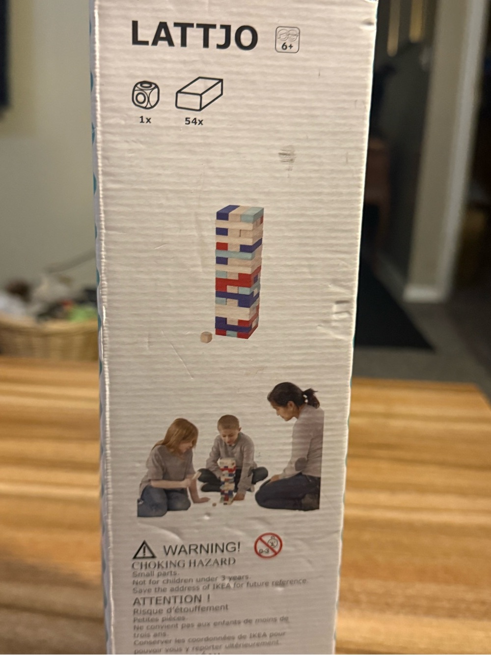 IKEA LATTJO Wooden Block Stacking Game - Blue, Red, White, Cream, Tan